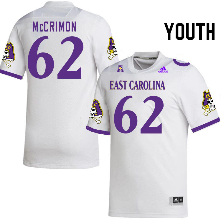 Youth #62 Jimarion McCrimon ECU Pirates College Football Jerseys Stitched Sale-White